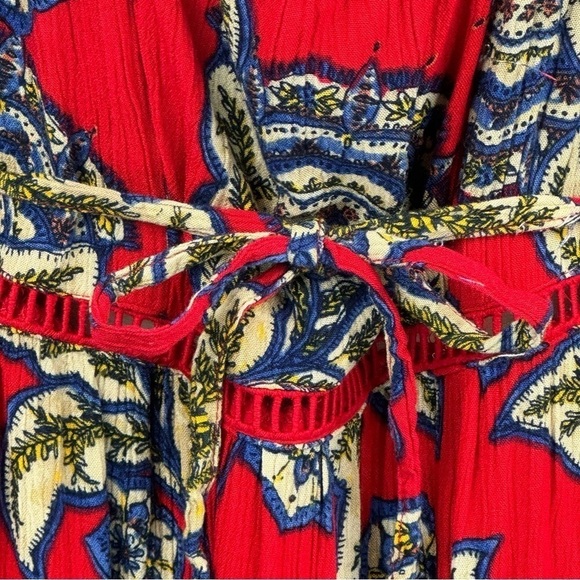 Maurices Dress Red Floral Skater Lined Crinkle Fabric Tie Back Sleeveless Large - Picture 4 of 11